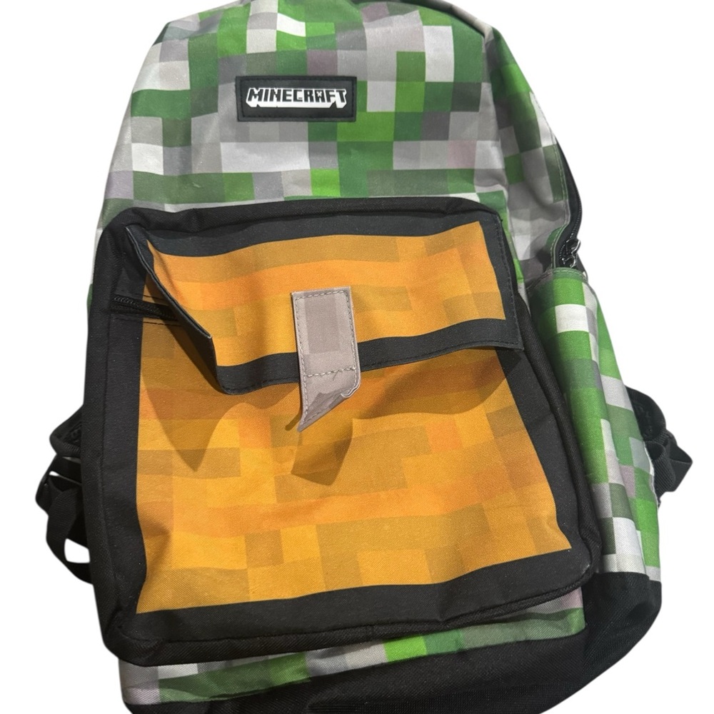 Minecraft Green & Orange Pixel Print Backpack